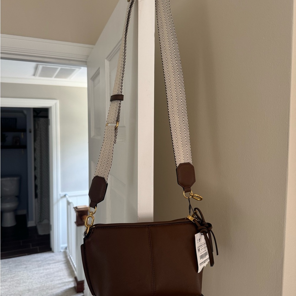 NWT Zara Brown Leather Purse - Picture 2 of 5